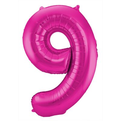 Magenta Number Balloon Number 9 - 86 cm
