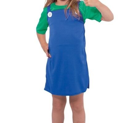 Grüner Super-Klempner-Anzug für Mädchen – Größe 116–134