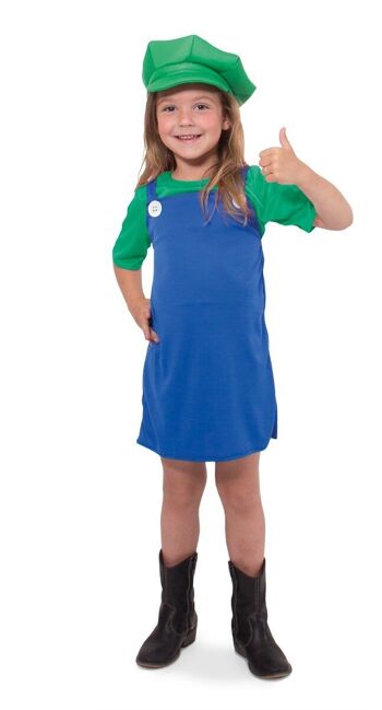 Costume vert super plombier pour filles - Taille 116 - 134