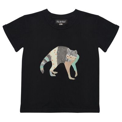 T-shirt Raccoon Noir