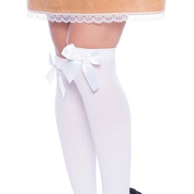Sexy White Stay Up Stockings With Bow