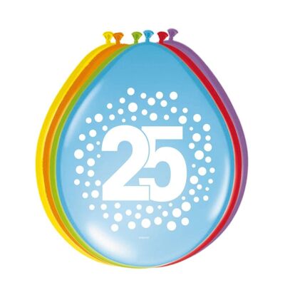 Palloncini 25 anni Happy Bday Dots 30cm - 8 pezzi