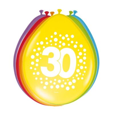 Globos 30 Años Happy Bday Dots 30cm - 8 piezas