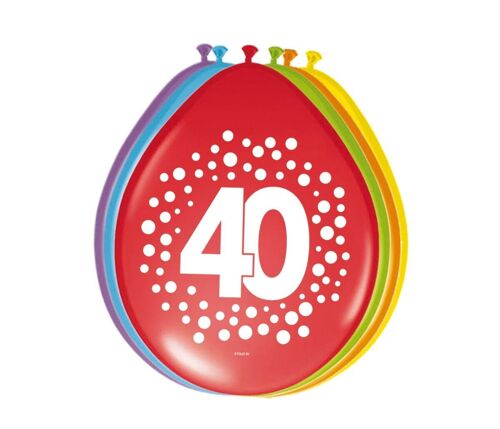Ballonnen 40 Jaar Happy Bday Dots 30cm - 8 stuks
