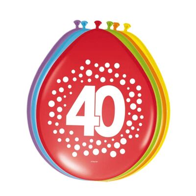 Balloons 40 Years Happy Bday Dots 30cm - 8 pieces