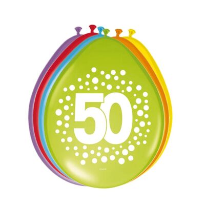 Globos 50 Años Happy Bday Dots 30cm - 8 piezas