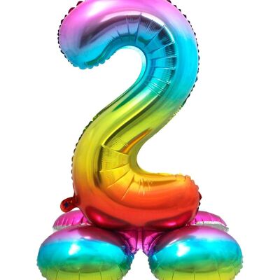 Standing Foil Balloon Number 2 Rainbow - 72 cm