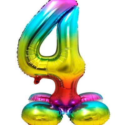 Standing Foil Balloon Number 4 Rainbow - 72 cm