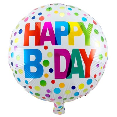 Ballon Aluminium Happy Bday Pois - 45cm