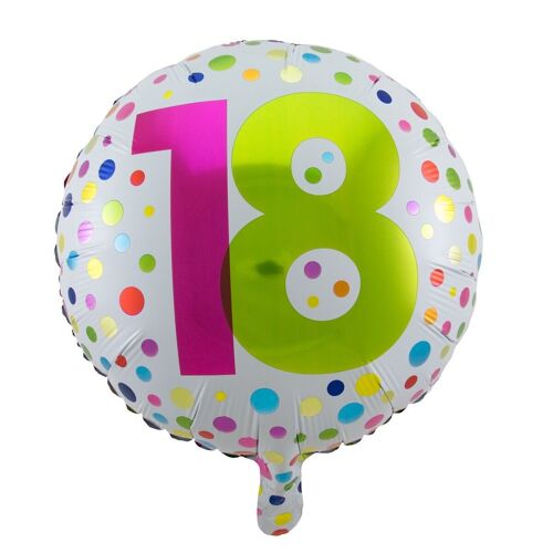 18 Jaar Happy Bday Dots Folieballon - 45cm