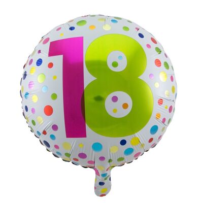 Globo Foil 18 Años Happy Bday Dots - 45cm