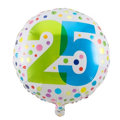25 Jaar Happy Bday Dots Folieballon - 45cm