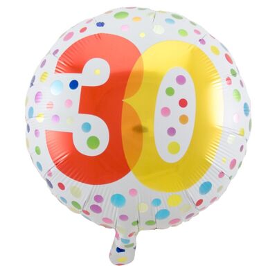 30 Jaar Happy Bday Dots Folieballon - 45cm
