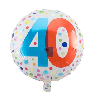 Globo Foil 40 Años Happy Bday Dots - 45cm