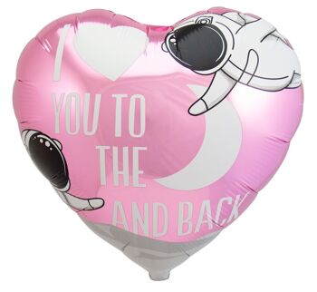 Ballon Aluminium Rose « Je t'aime jusqu'à la lune et le dos » - 45 cm