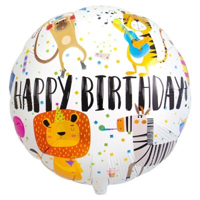 Folienballon 'Happy Birthday!' Tiere - 45 cm