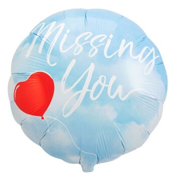 Ballon aluminium "Tu me manques !" Bleu - 45cm
