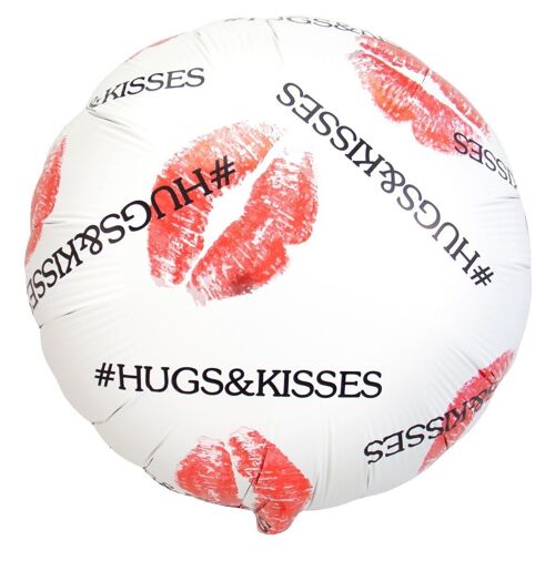 Folieballon # 'Hugs & kisses' Wit - 45cm