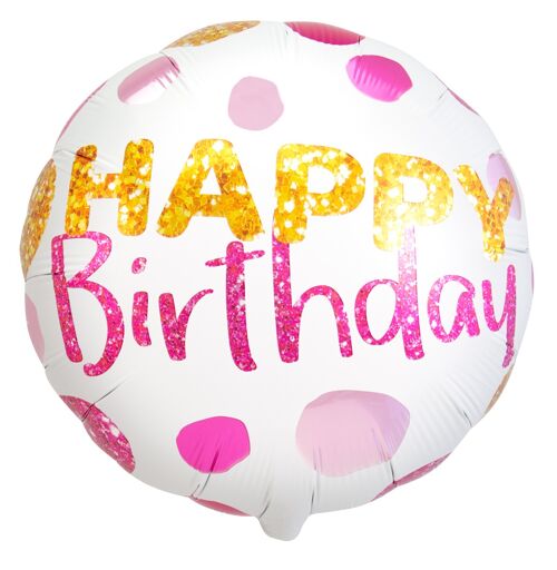 Folieballon 'Happy Birthday!' Stippen - 45cm