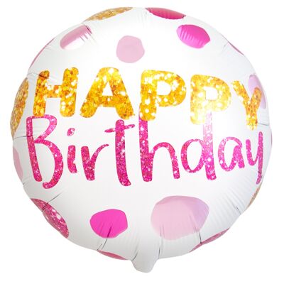 Folieballon 'Happy Birthday!' Stippen - 45cm