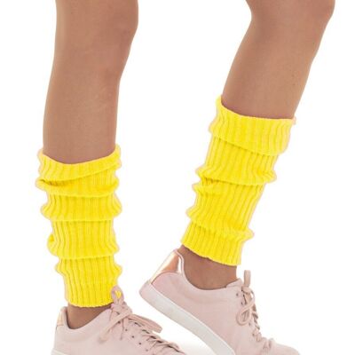 Calentadores de piernas amarillo neón