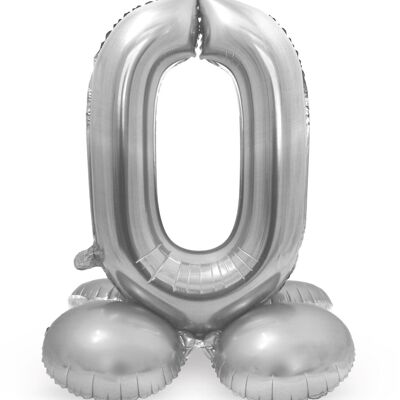 Standing Foil Balloon Number 0 Silver-coloured - 72 cm