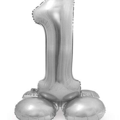 Standing Foil Balloon Number 1 Silver-coloured - 72 cm