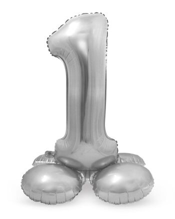 Ballon aluminium sur pied numéro 1 argenté - 72 cm 1