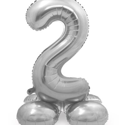 Standing Foil Balloon Number 2 Silver - 72 cm