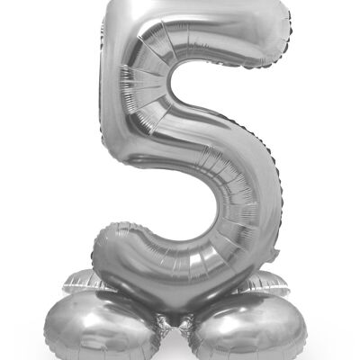 Standing Foil Balloon Number 5 Silver - 72 cm