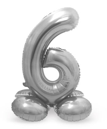 Ballon aluminium sur pied numéro 6 argenté - 72 cm 1