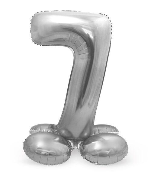 Staande Folieballon Cijfer 7 Zilverkleurig - 72 cm
