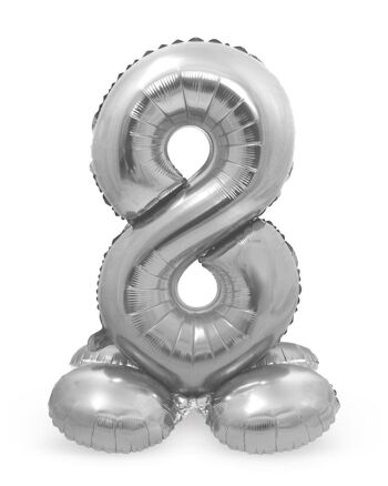 Ballon aluminium sur pied numéro 8 argenté - 72 cm 1