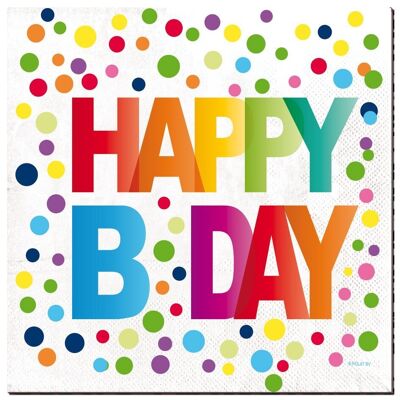 Servilletas Happy Bday Dots 33x33cm - 20 piezas