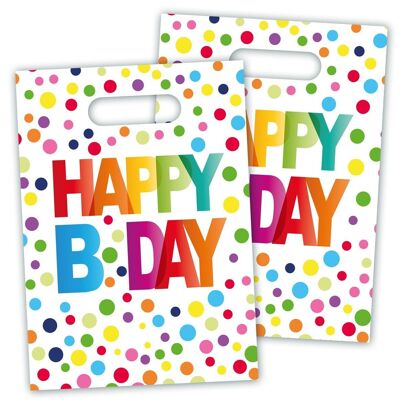 Happy Bday Polka Dot Party Bags - 8 Pieces