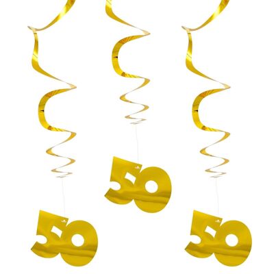 Gold-colored Hanging Decoration 50 Years - 3 pieces