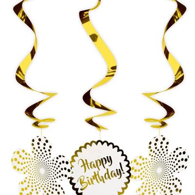 HBD Luxury Gold Hanging Decoration - 3 pieces
