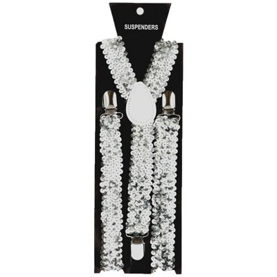Suspenders with Sequins Silver colored