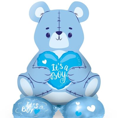 Standing Foil Balloon Bear 'It's a Boy' Blue - 61 cm