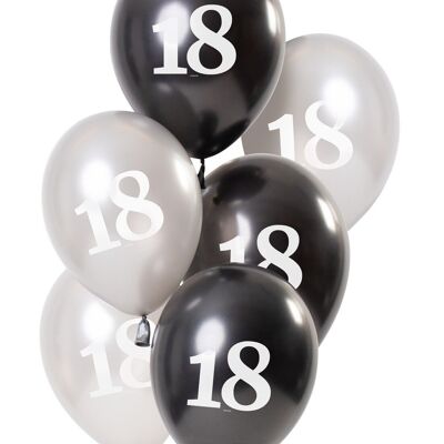 Globos Negro Brillante 18 Años 23cm - 6 piezas