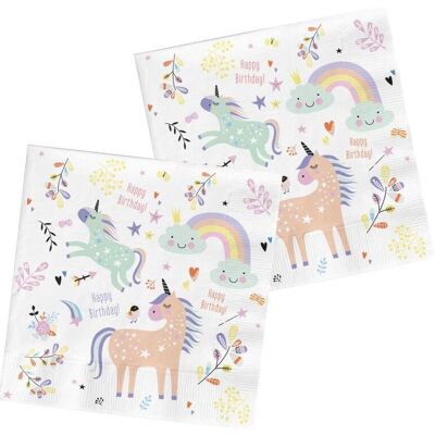 Servilletas Unicornios y Arcoiris 33x33cm - 20 piezas