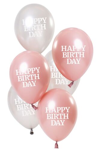 Ballons Rose Brillant 'Happy Birthday' 23cm - 6 pièces 1