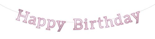 Letterslinger Glossy Pink 'Happy Birthday' - 3 meter