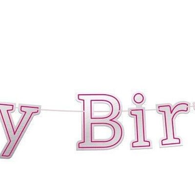 Letter Garland Glossy Pink 'Happy Birthday' - 3 metri