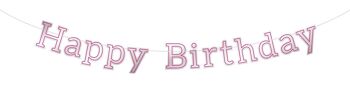 Guirlande de Lettres Rose Brillant 'Happy Birthday' - 3 mètres 1