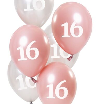 Balloons Glossy Pink 16 Years 23cm - 6 pieces