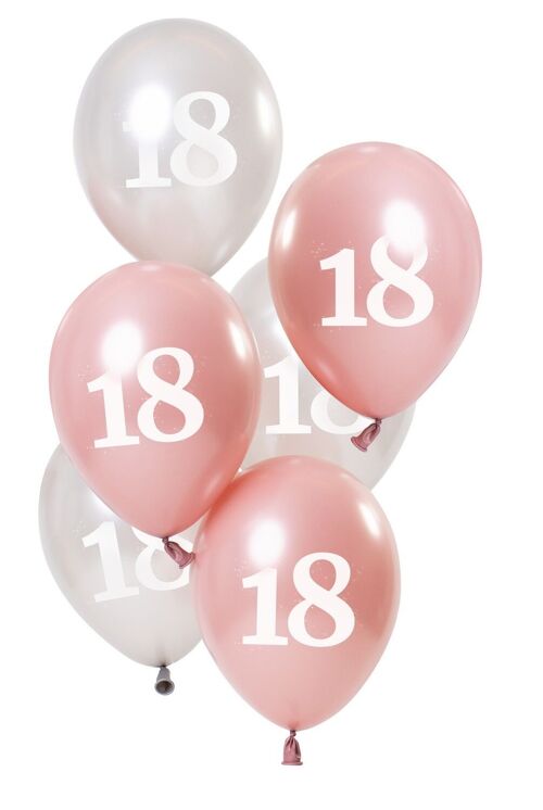 Ballonnen Glossy Pink 18 Jaar 23cm - 6 stuks