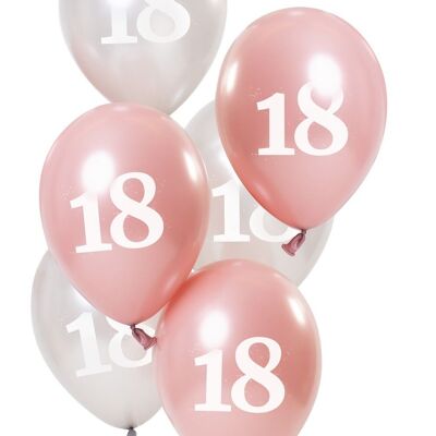 Luftballons Glänzend Pink 18 Jahre 23cm - 6 Stück