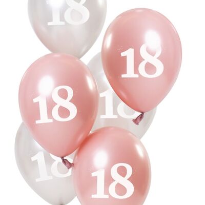 Ballonnen Glossy Pink 18 Jaar 23cm - 6 stuks