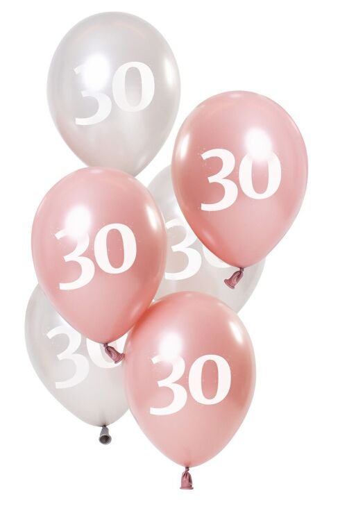 Ballonnen Glossy Pink 30 Jaar 23cm - 6 stuks